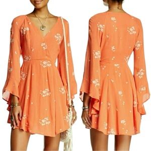 Free People Jasmine Embroidered Dress in Apricot